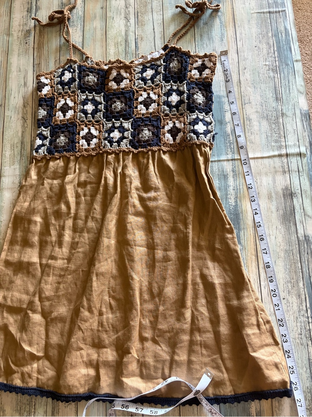 Zara MixedCrochet Patchwork Top in Brown, Black & Cream Size M - Picture 9 of 9